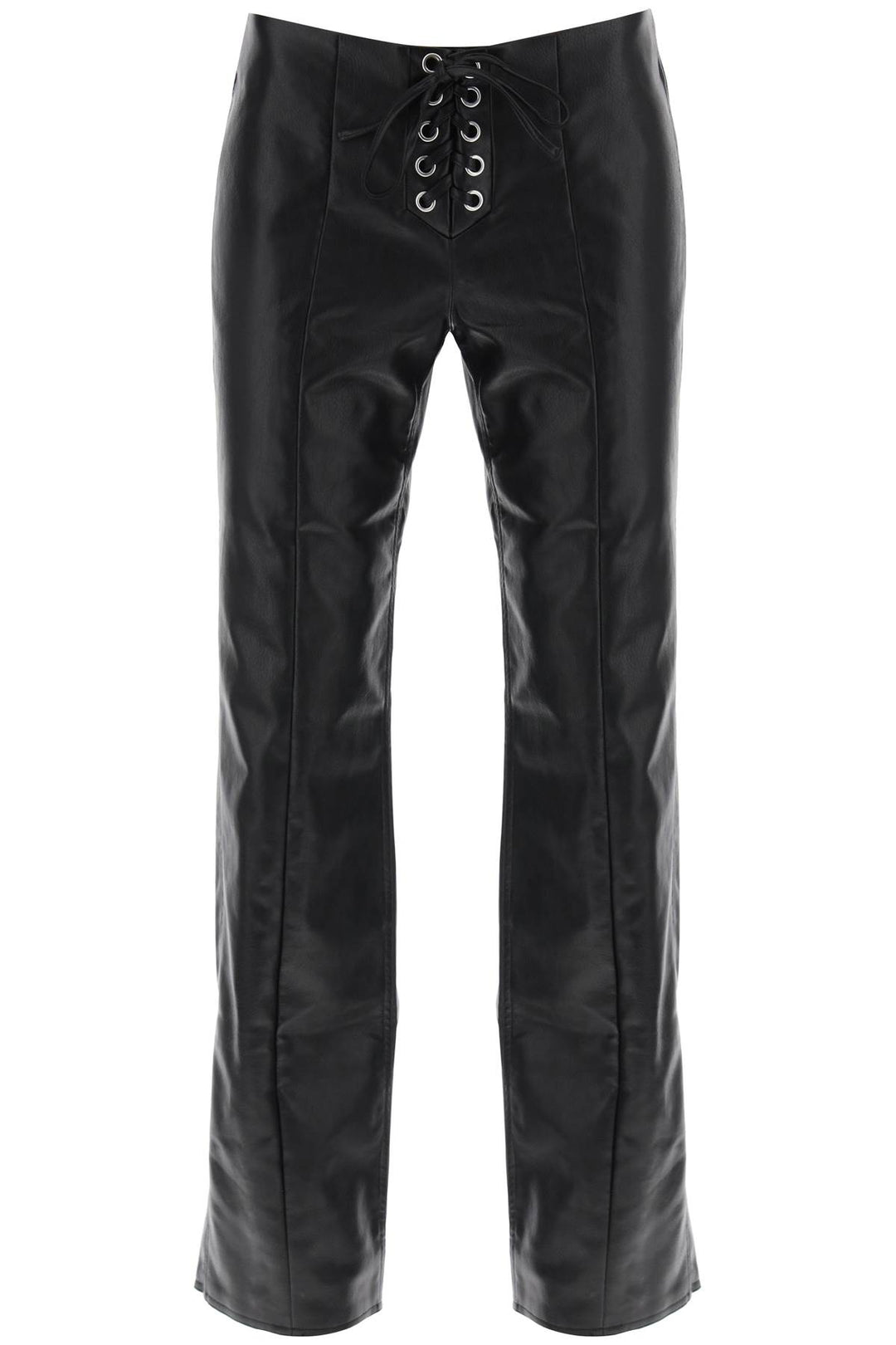 Rotate straight-cut pants in faux leather-0