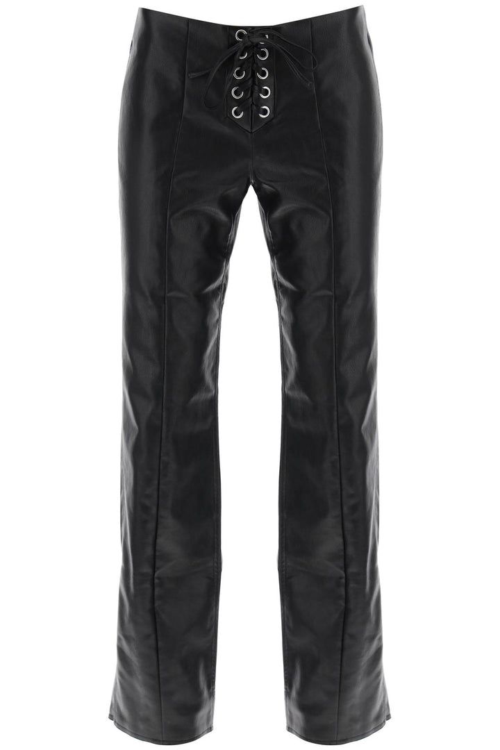 Rotate straight-cut pants in faux leather-0