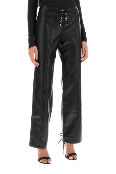Rotate straight-cut pants in faux leather-1