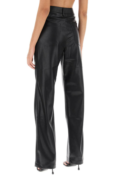 Rotate embellished button faux leather pants-3