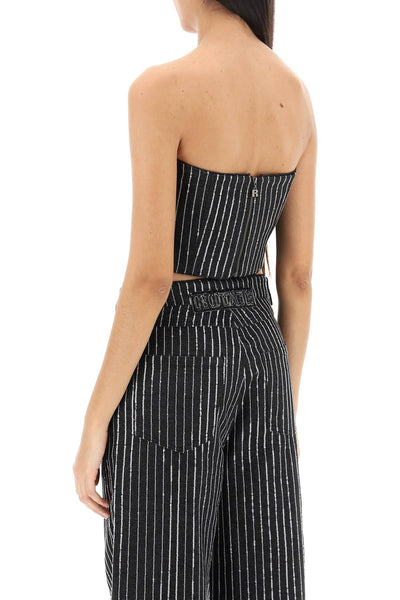 Rotate cropped top with sequined stripes-2