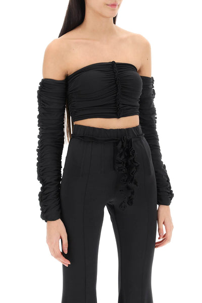 Rotate ruched off-shoulder cropped top-1