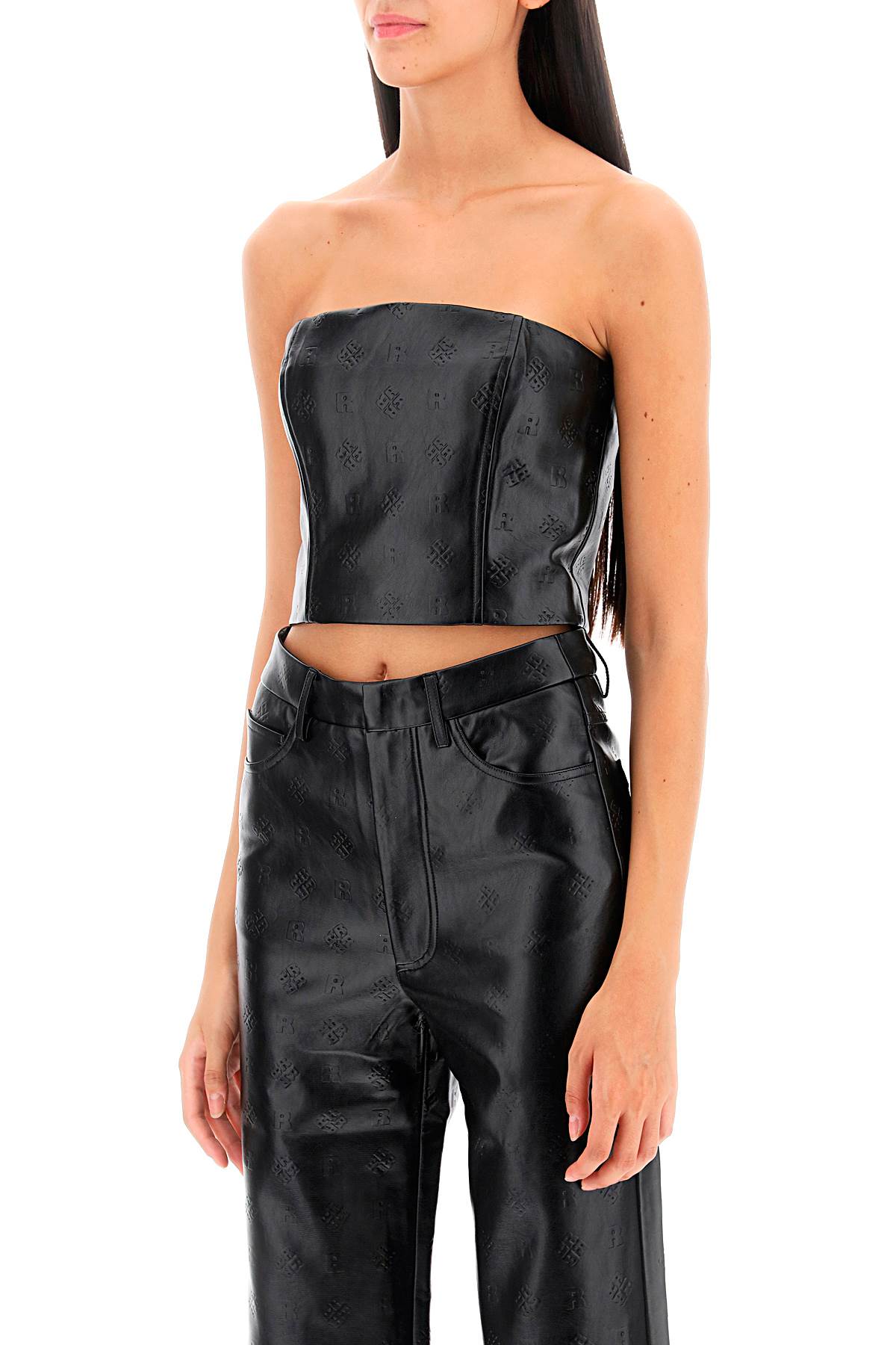 Rotate faux-leather cropped top-3