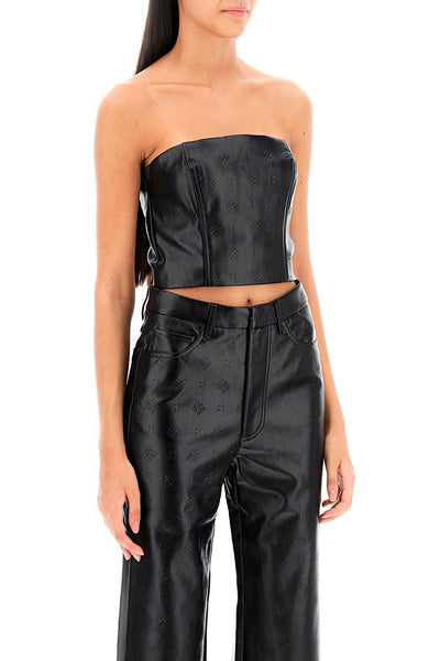 Rotate faux-leather cropped top-1