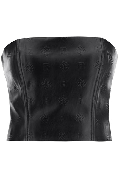 Rotate faux-leather cropped top-0