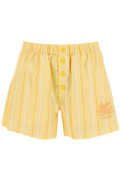 Etro striped shorts with logo embroidery-0