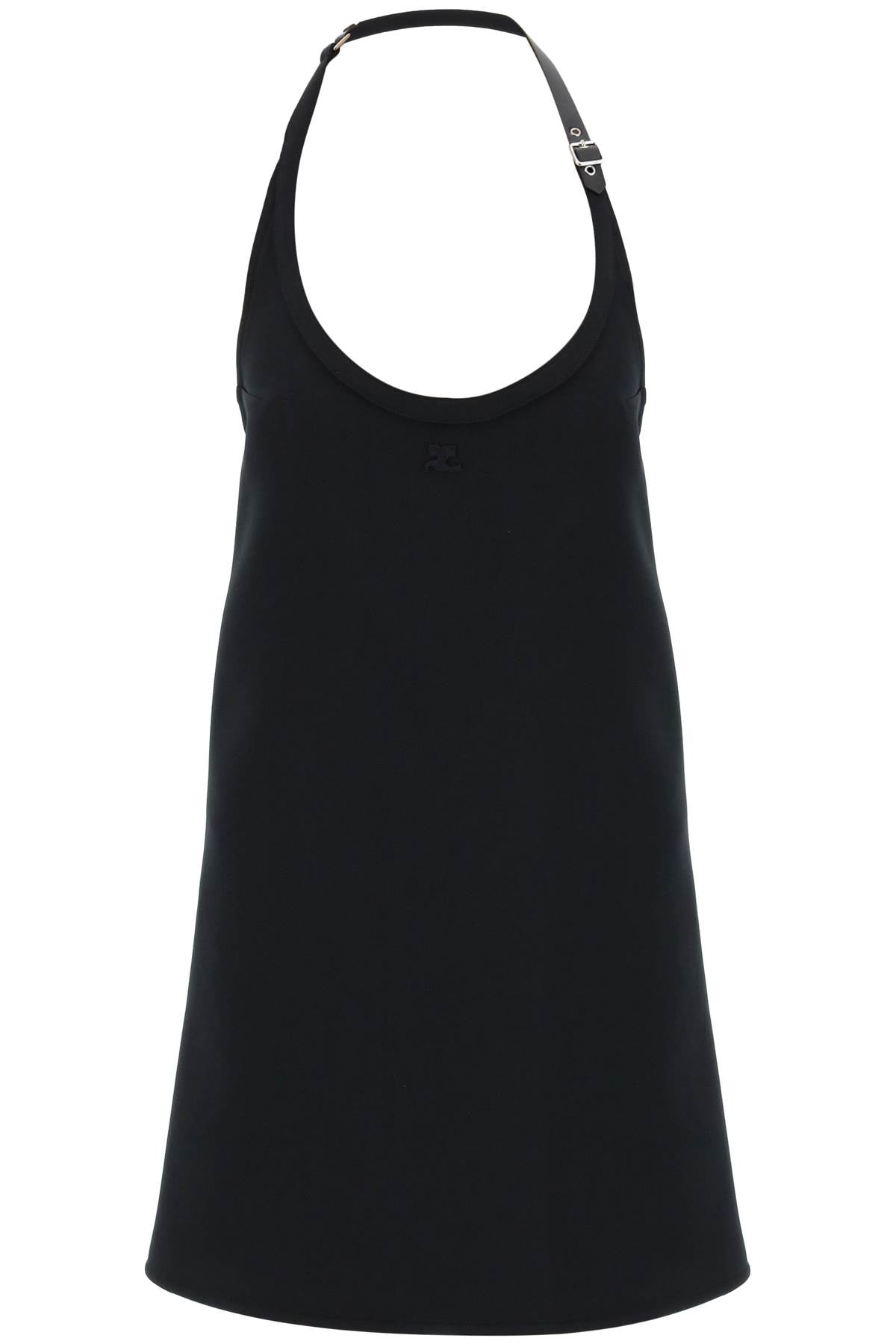 Courreges mini dress with strap and buckle detail.-0