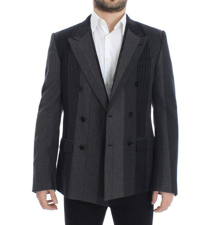 Dolce & Gabbana  Gray striped wool stretch blazer #men, Blazers - Men - Clothing, Brand_Dolce & Gabbana, Catch, Dolce & Gabbana, feed-agegroup-adult, feed-color-gray, feed-gender-male, feed-size-IT48 | M, Gender_Men, Gray, IT48 | M, Kogan at SEYMAYKA