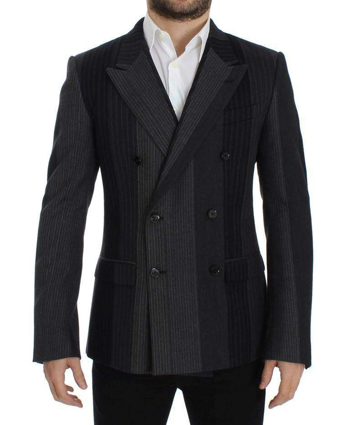 Dolce & Gabbana  Gray striped wool stretch blazer #men, Blazers - Men - Clothing, Brand_Dolce & Gabbana, Catch, Dolce & Gabbana, feed-agegroup-adult, feed-color-gray, feed-gender-male, feed-size-IT48 | M, Gender_Men, Gray, IT48 | M, Kogan at SEYMAYKA