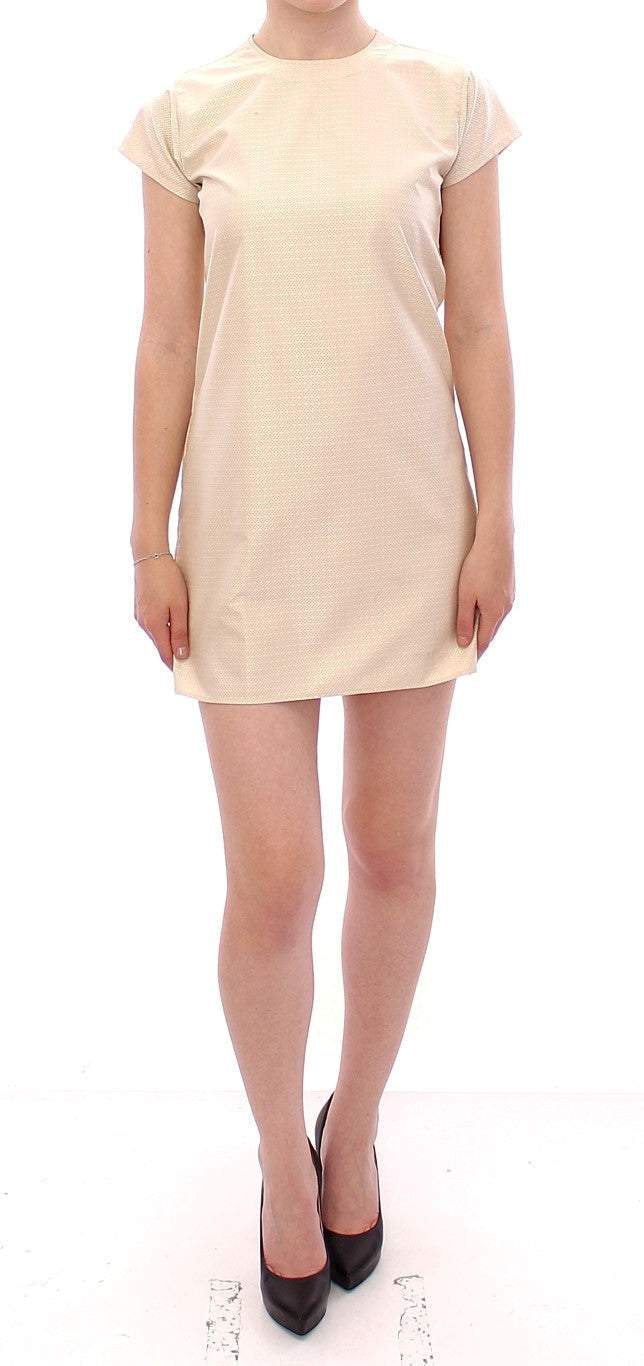 Andrea Incontri Beige Cap Sleeves Shift Mini Dress #women, Andrea Incontri, Beige, Dresses - Women - Clothing, feed-agegroup-adult, feed-color-beige, feed-gender-female, feed-size-IT42|M, IT42|M at SEYMAYKA