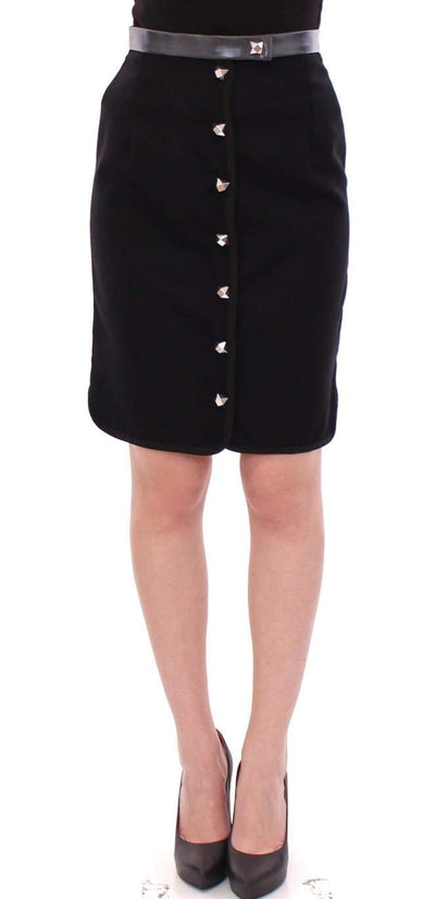 Corrado De Biase Metal Buttons Cotto Wool Skirt #women, Black, Catch, Corrado De Biase, feed-agegroup-adult, feed-color-black, feed-gender-female, feed-size-IT42|M, Gender_Women, IT42|M, Kogan, Skirts - Women - Clothing at SEYMAYKA