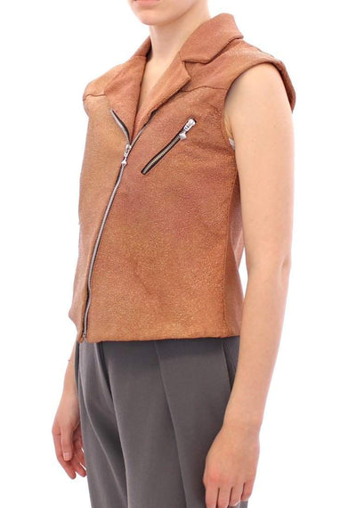 La Maison du Couturier  Leather Jacket Vest #women, Brown, Catch, feed-agegroup-adult, feed-color-brown, feed-gender-female, feed-size-IT42|M, Gender_Women, IT42|M, Jackets & Coats - Women - Clothing, Kogan, La Maison du Couturier at SEYMAYKA