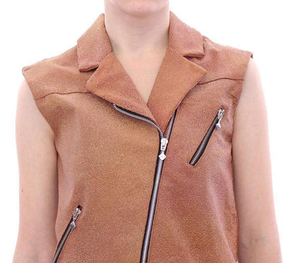 La Maison du Couturier  Leather Jacket Vest #women, Brown, Catch, feed-agegroup-adult, feed-color-brown, feed-gender-female, feed-size-IT42|M, Gender_Women, IT42|M, Jackets & Coats - Women - Clothing, Kogan, La Maison du Couturier at SEYMAYKA