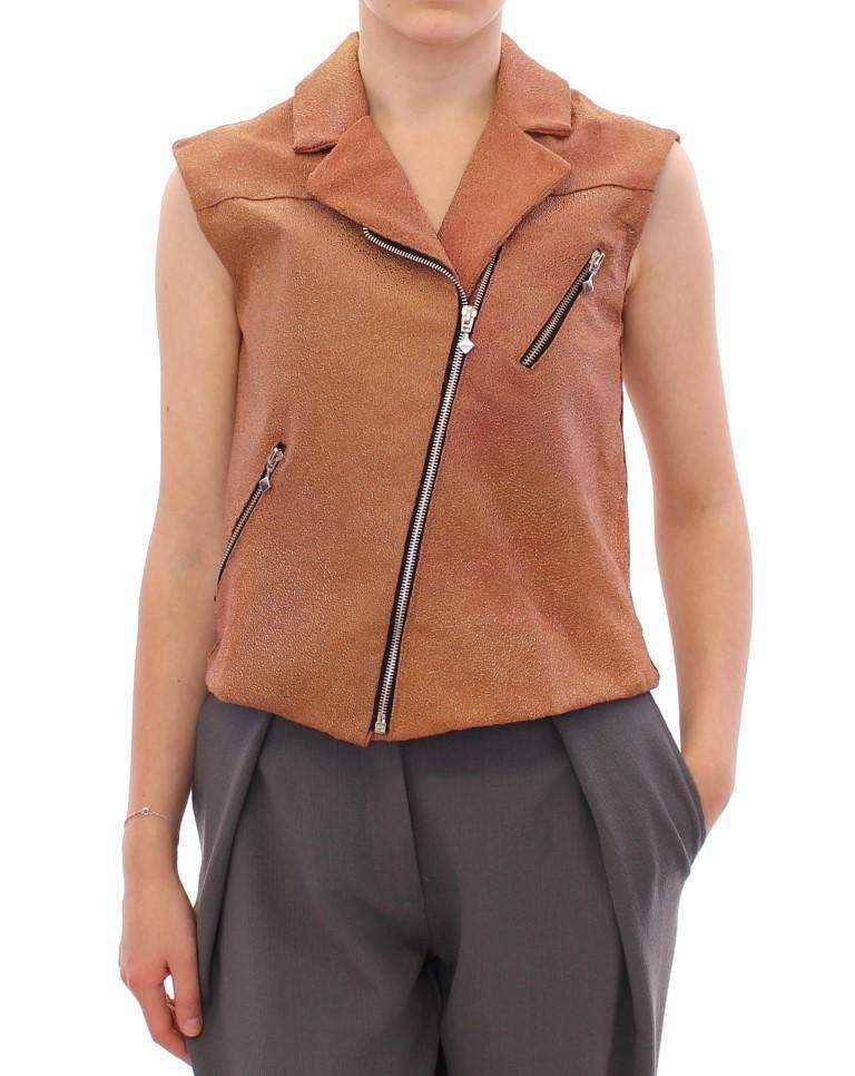 La Maison du Couturier  Leather Jacket Vest #women, Brown, Catch, feed-agegroup-adult, feed-color-brown, feed-gender-female, feed-size-IT42|M, Gender_Women, IT42|M, Jackets & Coats - Women - Clothing, Kogan, La Maison du Couturier at SEYMAYKA