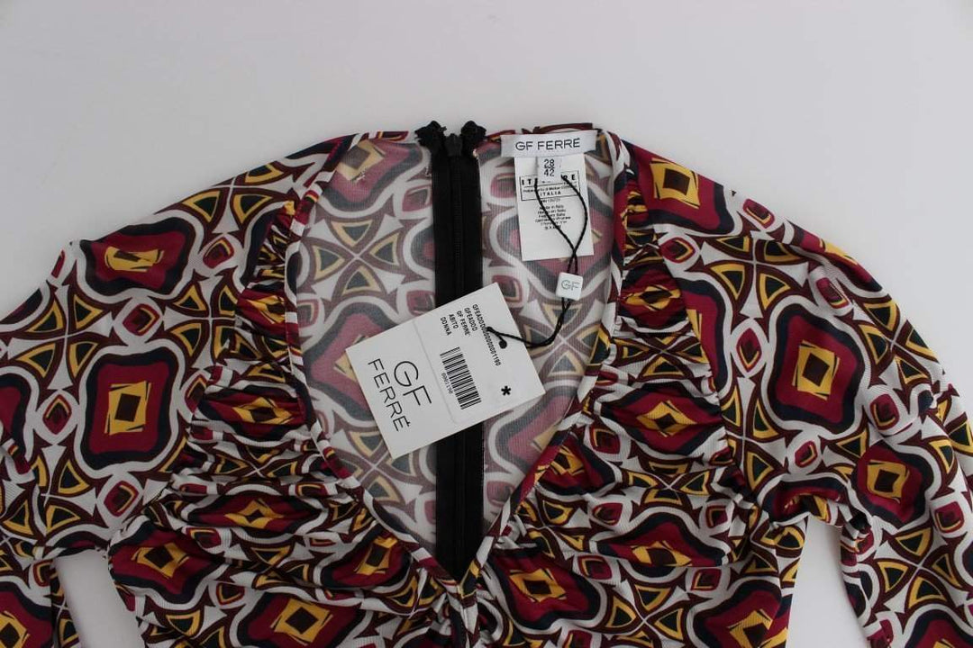 GF Ferre Multicolor Longsleeve Viscose Shift Dress #women, Catch, Clothing_Dress, Dresses - Women - Clothing, feed-agegroup-adult, feed-color-multicolor, feed-gender-female, feed-size-IT40|S, Gender_Women, GF Ferre, IT40|S, Kogan, Multicolor at SEYMAYKA