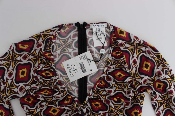 GF Ferre Multicolor Longsleeve Viscose Shift Dress #women, Catch, Clothing_Dress, Dresses - Women - Clothing, feed-agegroup-adult, feed-color-multicolor, feed-gender-female, feed-size-IT40|S, Gender_Women, GF Ferre, IT40|S, Kogan, Multicolor at SEYMAYKA