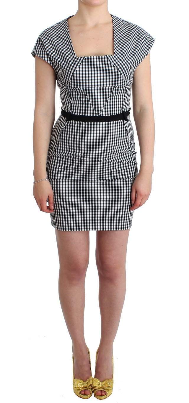 GF Ferre  Checkered Belted Sheath Dress #women, Black/White, Catch, Clothing_Dress, Dresses - Women - Clothing, feed-agegroup-adult, feed-color-black, feed-color-white, feed-gender-female, feed-size-IT44|L, Gender_Women, GF Ferre, IT44|L, Kogan at SEYMAYKA