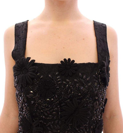 Dolce & Gabbana Black floral crystal embedded dress #women, Black, Dolce & Gabbana, Dresses - Women - Clothing, feed-agegroup-adult, feed-color-black, feed-gender-female, feed-size-IT40|S, IT40|S at SEYMAYKA