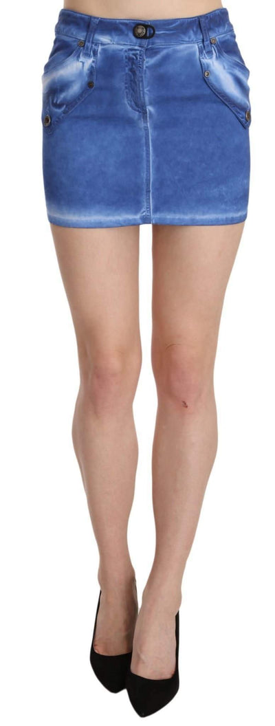 PLEIN SUD  Cotton Stretch Casual Mini Skirt #women, Blue, Catch, feed-agegroup-adult, feed-color-blue, feed-gender-female, feed-size-IT36|XXS, feed-size-IT38|XS, feed-size-IT40|S, Gender_Women, IT36|XXS, IT38|XS, IT40|S, Kogan, PLEIN SUD, Skirts - Women - Clothing, Women - New Arrivals at SEYMAYKA