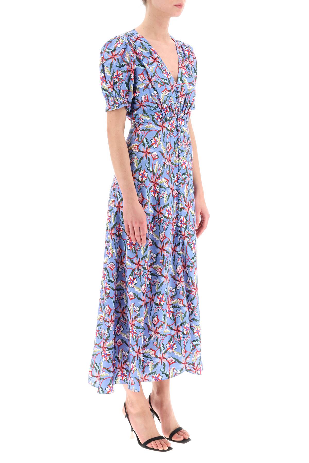 Saloni 'lea' long dress in printed silk-1