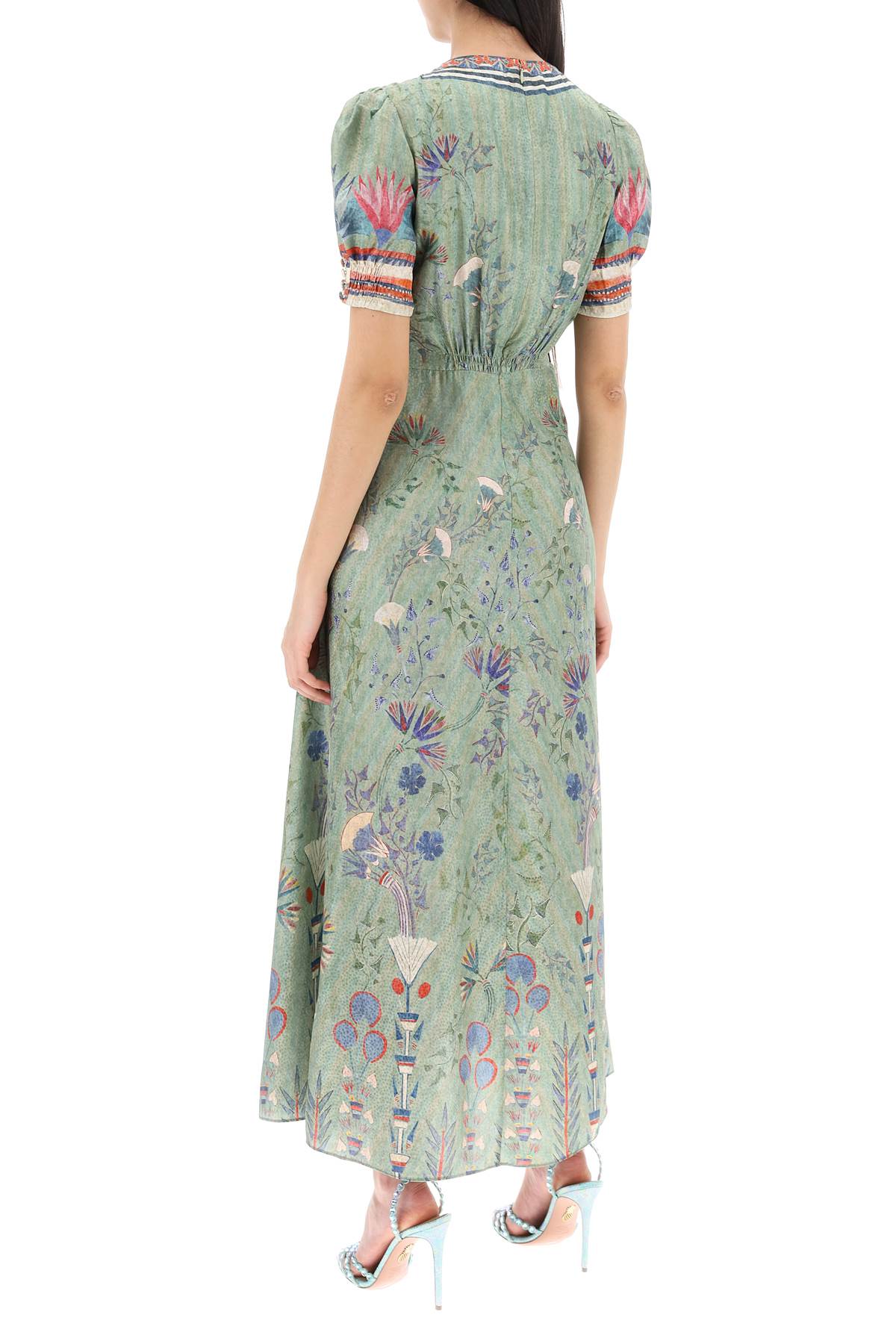 Saloni 'lea' long dress in printed silk-2