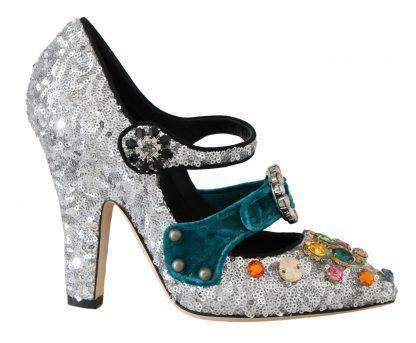Dolce & Gabbana  Women Silver Sequined Crystal Mary Janes Pumps #women, Black | Silver, Brand_Dolce & Gabbana, Catch, Dolce & Gabbana, EU36/US5.5, feed-agegroup-adult, feed-color-black, feed-color-silver, feed-gender-female, feed-size-US5.5, Gender_Women, Kogan, Pumps - Women - Shoes, Shoes - New Arrivals at SEYMAYKA