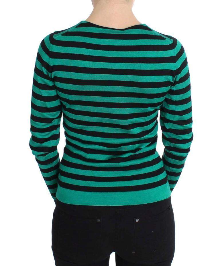 Dolce & Gabbana  Green Black Silk Cashmere Sweater #women, Brand_Dolce & Gabbana, Catch, Dolce & Gabbana, feed-agegroup-adult, feed-color-green, feed-gender-female, feed-size-IT36|XXS, feed-size-IT42|M, feed-size-IT44|L, Gender_Women, Green, IT36|XXS, IT42|M, Kogan, Sweaters - Women - Clothing at SEYMAYKA
