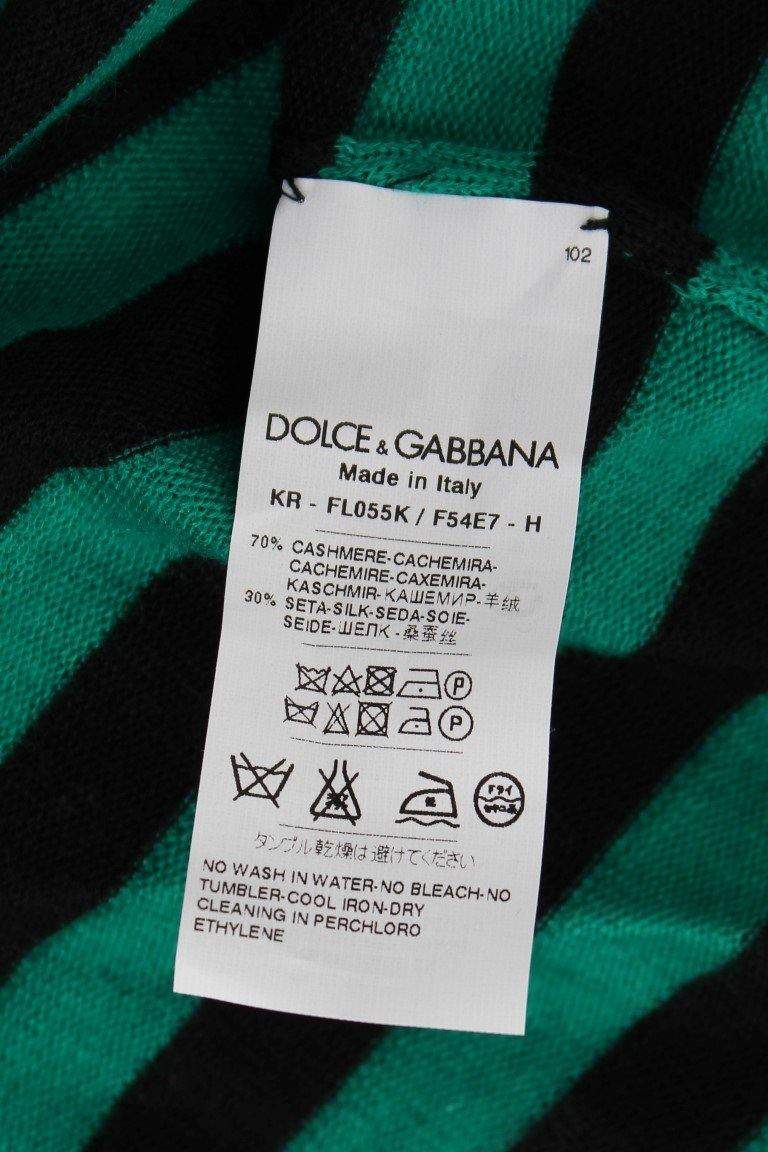 Dolce & Gabbana  Green Black Silk Cashmere Sweater #women, Brand_Dolce & Gabbana, Catch, Dolce & Gabbana, feed-agegroup-adult, feed-color-green, feed-gender-female, feed-size-IT36|XXS, feed-size-IT42|M, feed-size-IT44|L, Gender_Women, Green, IT36|XXS, IT42|M, Kogan, Sweaters - Women - Clothing at SEYMAYKA