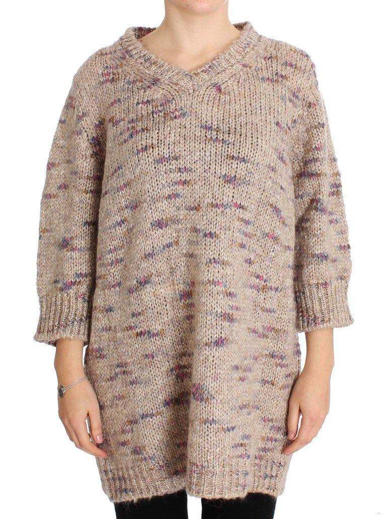 PINK MEMORIES  Wool Blend Knitted Oversize Sweater #women, Beige, Catch, feed-agegroup-adult, feed-color-beige, feed-color-pink, feed-gender-female, feed-size-IT42|M, Gender_Women, IT42|M, Kogan, PINK MEMORIES, Sweaters - Women - Clothing at SEYMAYKA