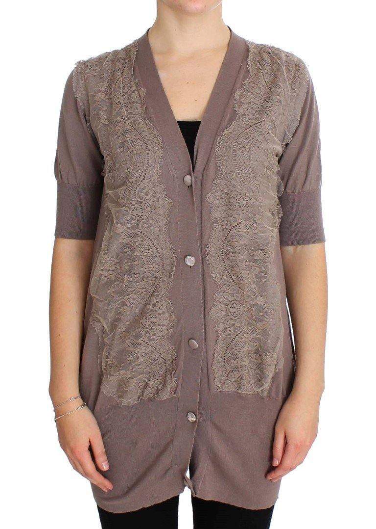 PINK MEMORIES Purple Lace Cotton Cardigan Sweater #women, Catch, feed-agegroup-adult, feed-color-pink, feed-color-purple, feed-gender-female, feed-size-IT42|M, feed-size-IT44|L, Gender_Women, IT42|M, IT44|L, Kogan, PINK MEMORIES, Purple, Sweaters - Women - Clothing at SEYMAYKA