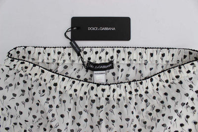 Dolce & Gabbana  White Black Floral Lace Silk Sleepwear Shorts #women, Black/White, Brand_Dolce & Gabbana, Catch, Dolce & Gabbana, feed-agegroup-adult, feed-color-black, feed-color-white, feed-gender-female, feed-size-L, feed-size-M, feed-size-S, Gender_Women, Kogan, L, M, S, Underwear - Women - Clothing at SEYMAYKA