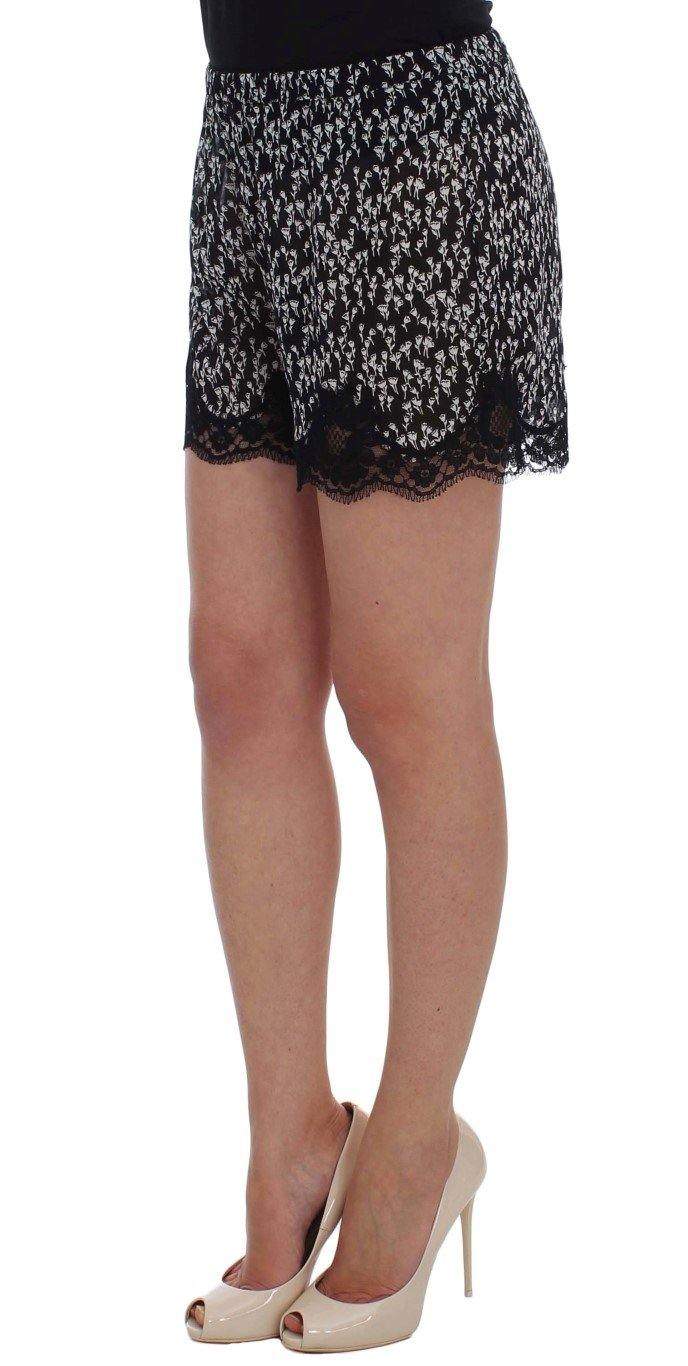 Dolce & Gabbana  Black White Floral Lace Silk Sleepwear Shorts #women, Black/White, Brand_Dolce & Gabbana, Catch, Dolce & Gabbana, feed-agegroup-adult, feed-color-black, feed-color-white, feed-gender-female, feed-size-IT1 | XS, feed-size-IT3 | M, feed-size-IT4 | L, Gender_Women, IT1 | XS, IT3 | M, IT4 | L, Kogan, Underwear - Women - Clothing at SEYMAYKA