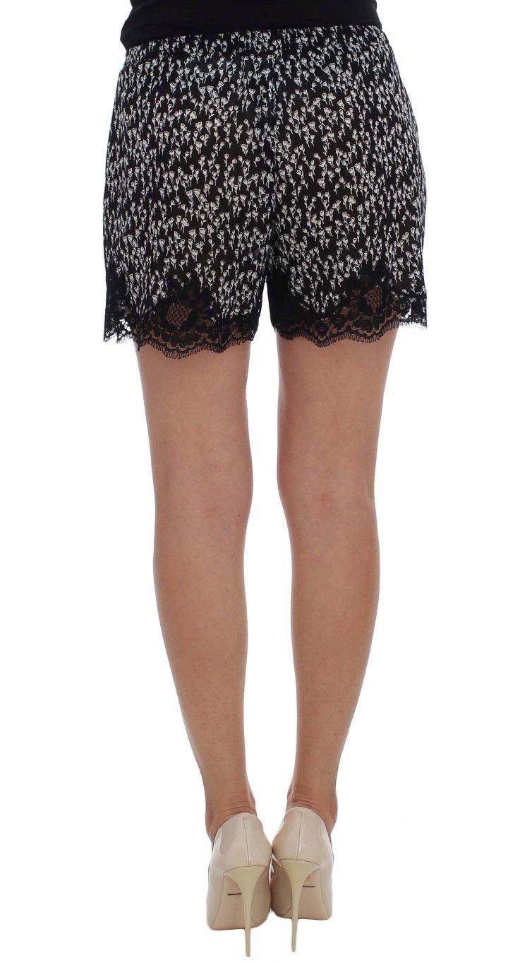 Dolce & Gabbana  Black White Floral Lace Silk Sleepwear Shorts #women, Black/White, Brand_Dolce & Gabbana, Catch, Dolce & Gabbana, feed-agegroup-adult, feed-color-black, feed-color-white, feed-gender-female, feed-size-IT1 | XS, feed-size-IT3 | M, feed-size-IT4 | L, Gender_Women, IT1 | XS, IT3 | M, IT4 | L, Kogan, Underwear - Women - Clothing at SEYMAYKA