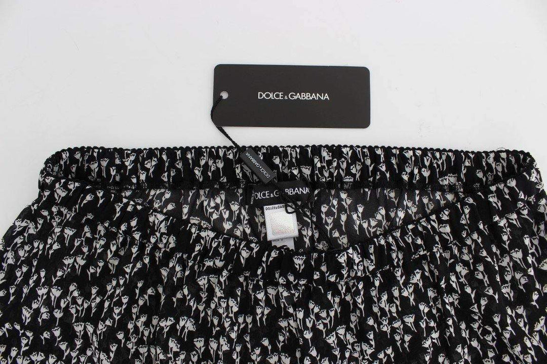 Dolce & Gabbana  Black White Floral Lace Silk Sleepwear Shorts #women, Black/White, Brand_Dolce & Gabbana, Catch, Dolce & Gabbana, feed-agegroup-adult, feed-color-black, feed-color-white, feed-gender-female, feed-size-IT1 | XS, feed-size-IT3 | M, feed-size-IT4 | L, Gender_Women, IT1 | XS, IT3 | M, IT4 | L, Kogan, Underwear - Women - Clothing at SEYMAYKA