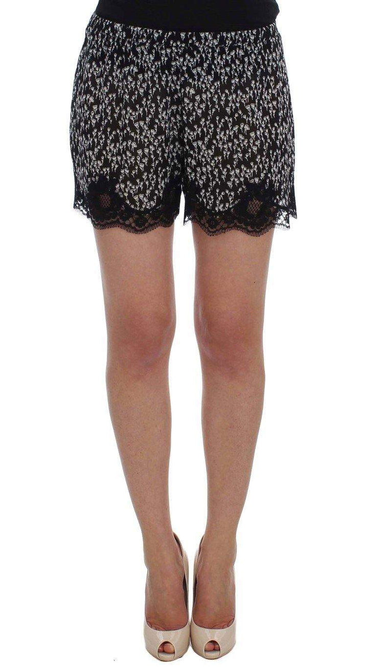Dolce & Gabbana  Black White Floral Lace Silk Sleepwear Shorts #women, Black/White, Brand_Dolce & Gabbana, Catch, Dolce & Gabbana, feed-agegroup-adult, feed-color-black, feed-color-white, feed-gender-female, feed-size-IT1 | XS, feed-size-IT3 | M, feed-size-IT4 | L, Gender_Women, IT1 | XS, IT3 | M, IT4 | L, Kogan, Underwear - Women - Clothing at SEYMAYKA