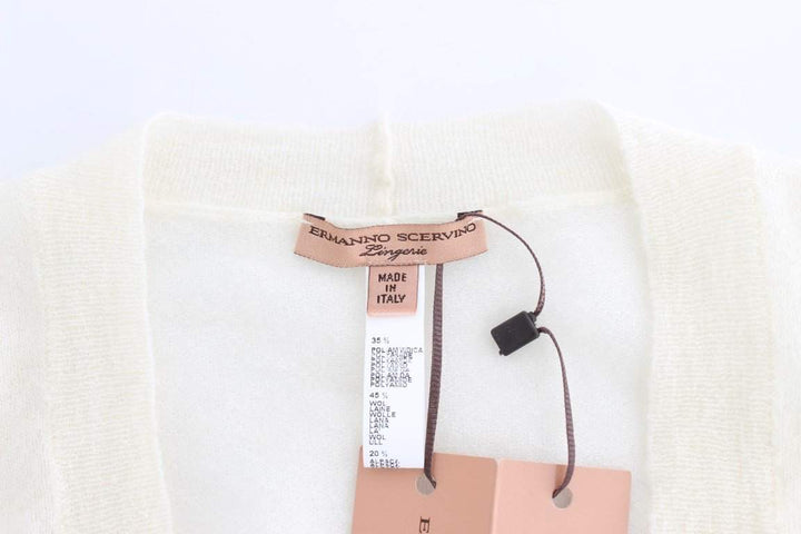 ERMANNO SCERVINO Women   Wool Cardigan Sweater #women, Catch, Ermanno Scervino, feed-agegroup-adult, feed-color-white, feed-gender-female, feed-size-IT42 | S, Gender_Women, IT42 | S, Kogan, Sweaters - Women - Clothing, White at SEYMAYKA