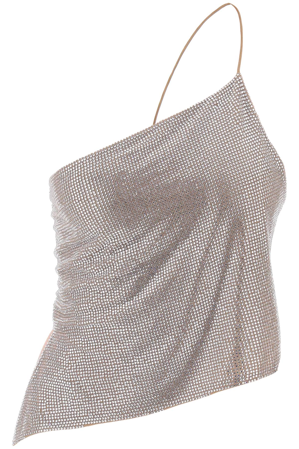 Giuseppe di morabito cropped top in mesh with crystals all-over-0