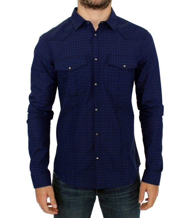 COSTUME NATIONAL C’N’C   Checkered Cotton Shirt #men, Blue, Catch, Costume National, feed-agegroup-adult, feed-color-blue, feed-gender-male, feed-size-IT48 | M, Gender_Men, IT48 | M, Kogan, Shirts - Men - Clothing at SEYMAYKA