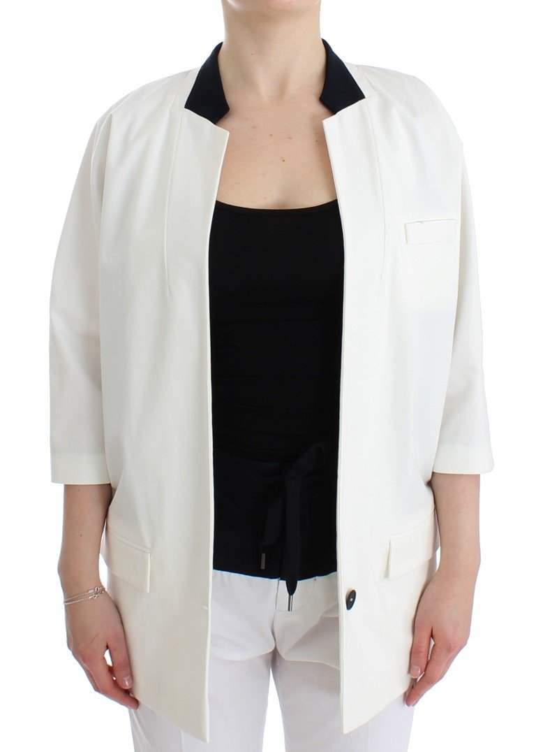 Andrea Pompilio  Cotton Blend Oversized Blazer Jacket #women, Andrea Pompilio, Catch, feed-agegroup-adult, feed-color-white, feed-gender-female, feed-size-IT40|S, feed-size-IT44|L, Gender_Women, IT40|S, IT44|L, Kogan, Suits & Blazers - Women - Clothing, White at SEYMAYKA