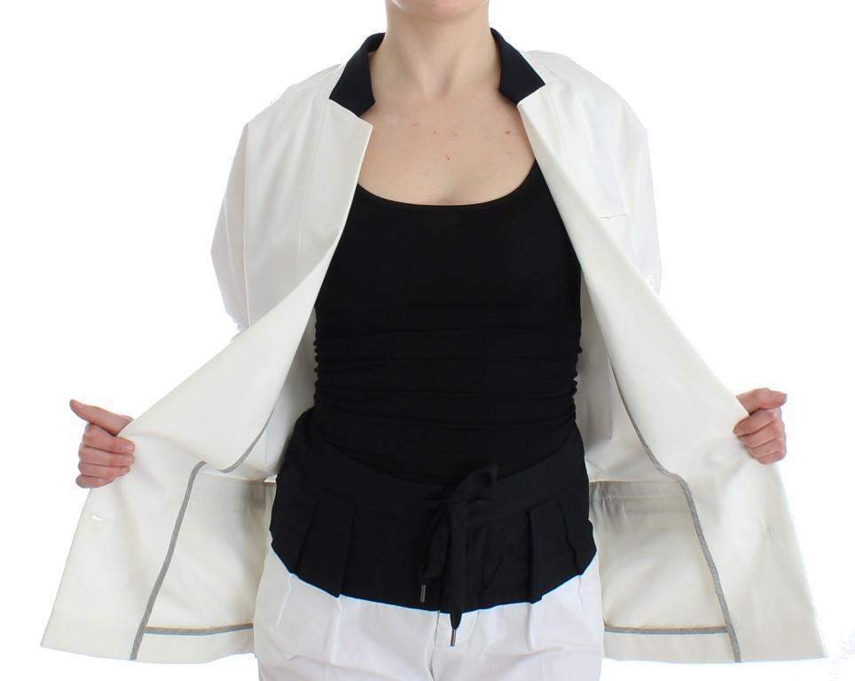 Andrea Pompilio  Cotton Blend Oversized Blazer Jacket #women, Andrea Pompilio, Catch, feed-agegroup-adult, feed-color-white, feed-gender-female, feed-size-IT40|S, feed-size-IT44|L, Gender_Women, IT40|S, IT44|L, Kogan, Suits & Blazers - Women - Clothing, White at SEYMAYKA