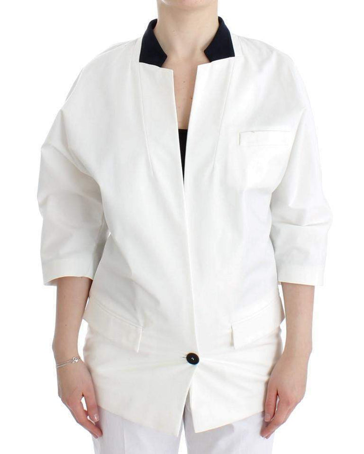 Andrea Pompilio  Cotton Blend Oversized Blazer Jacket #women, Andrea Pompilio, Catch, feed-agegroup-adult, feed-color-white, feed-gender-female, feed-size-IT40|S, feed-size-IT44|L, Gender_Women, IT40|S, IT44|L, Kogan, Suits & Blazers - Women - Clothing, White at SEYMAYKA