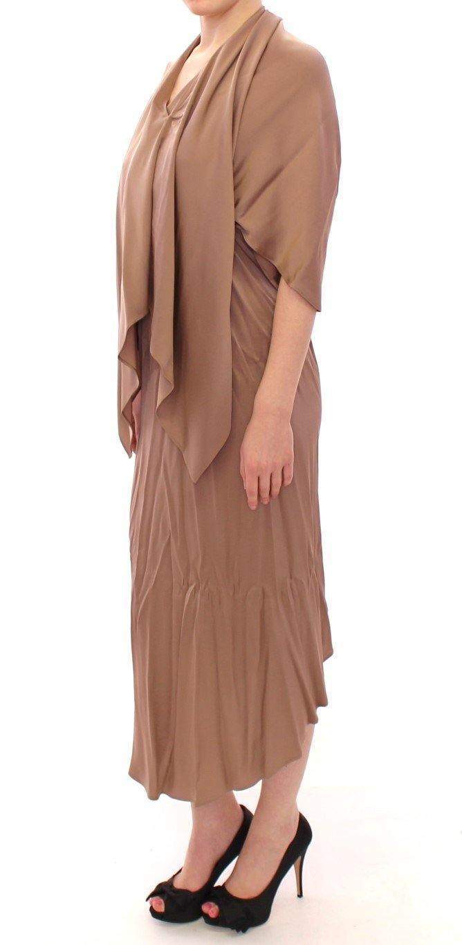 Lamberto Petri  Draped Silk Sheath Shift Coctail Dress #women, Brown, Catch, Clothing_Dress, Dresses - Women - Clothing, feed-agegroup-adult, feed-color-brown, feed-gender-female, feed-size-IT44|L, Gender_Women, IT44|L, Kogan, Lamberto Petri at SEYMAYKA