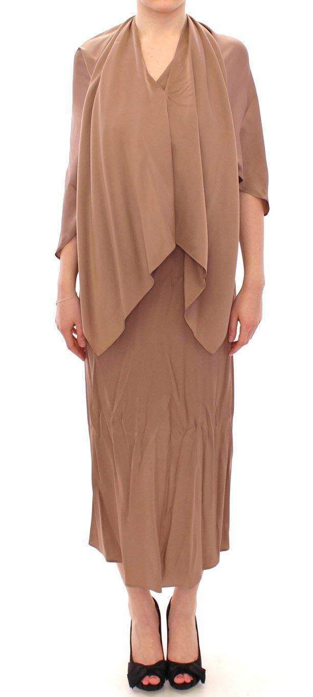 Lamberto Petri  Draped Silk Sheath Shift Coctail Dress #women, Brown, Catch, Clothing_Dress, Dresses - Women - Clothing, feed-agegroup-adult, feed-color-brown, feed-gender-female, feed-size-IT44|L, Gender_Women, IT44|L, Kogan, Lamberto Petri at SEYMAYKA