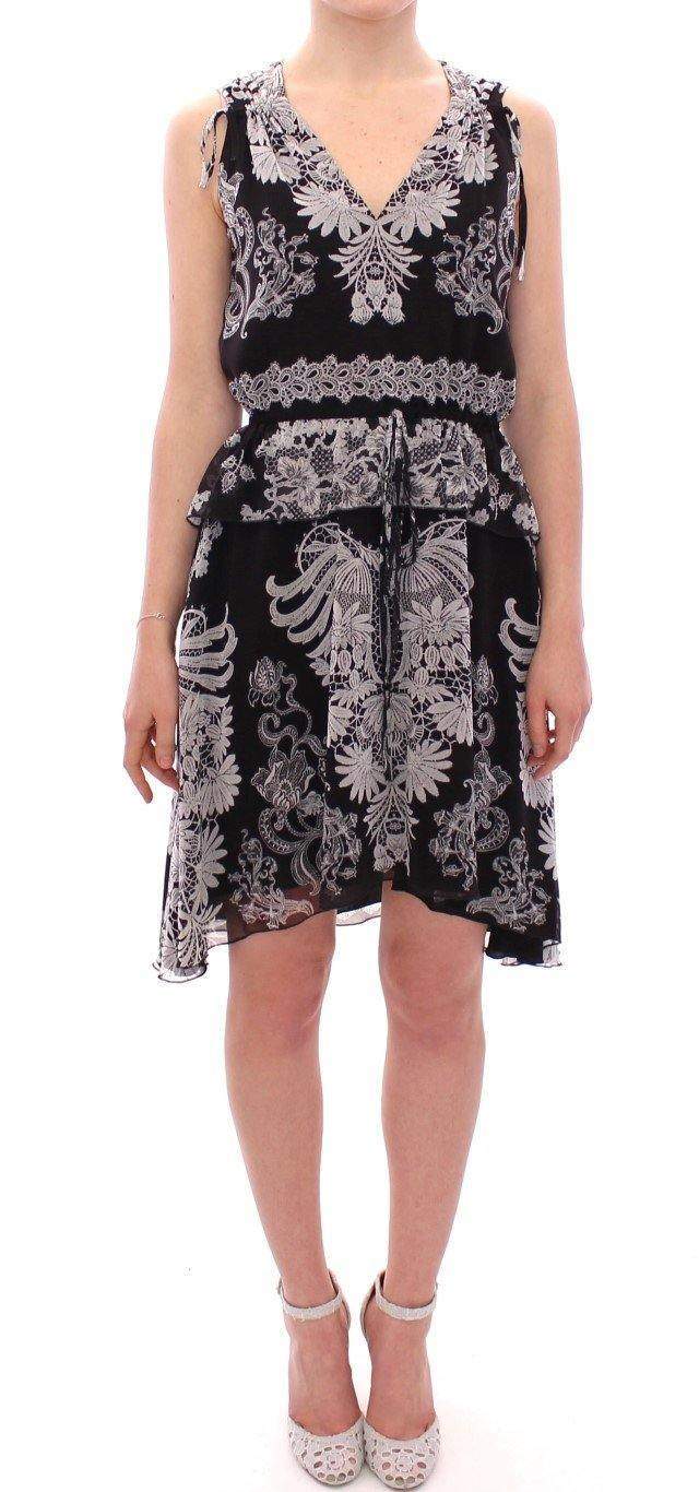 Sachin & Babi Silk Floral Pattern Shift Coctail Dress #women, Black/White, Catch, Clothing_Dress, Dresses - Women - Clothing, feed-agegroup-adult, feed-color-black, feed-color-white, feed-gender-female, feed-size-IT42|M, Gender_Women, IT42|M, Kogan, Sachin & Babi at SEYMAYKA