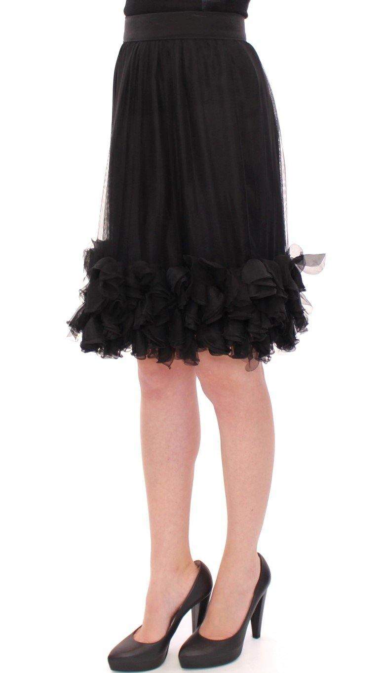 Dolce & Gabbana  Black Silk Transparent Above Knees Skirt #women, Black, Brand_Dolce & Gabbana, Catch, Dolce & Gabbana, feed-agegroup-adult, feed-color-black, feed-gender-female, feed-size-IT40|S, Gender_Women, IT40|S, Kogan, Skirts - Women - Clothing at SEYMAYKA