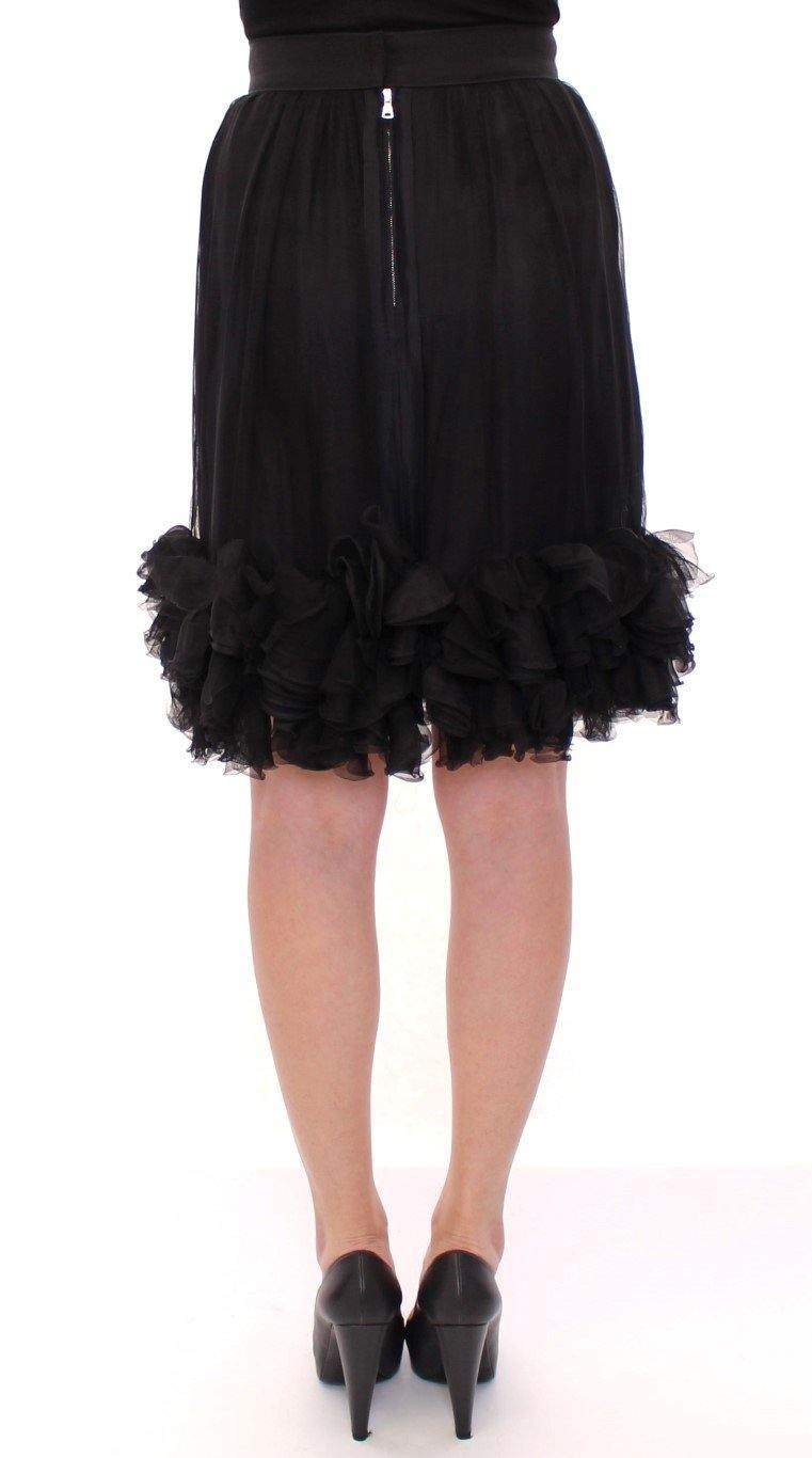 Dolce & Gabbana  Black Silk Transparent Above Knees Skirt #women, Black, Brand_Dolce & Gabbana, Catch, Dolce & Gabbana, feed-agegroup-adult, feed-color-black, feed-gender-female, feed-size-IT40|S, Gender_Women, IT40|S, Kogan, Skirts - Women - Clothing at SEYMAYKA