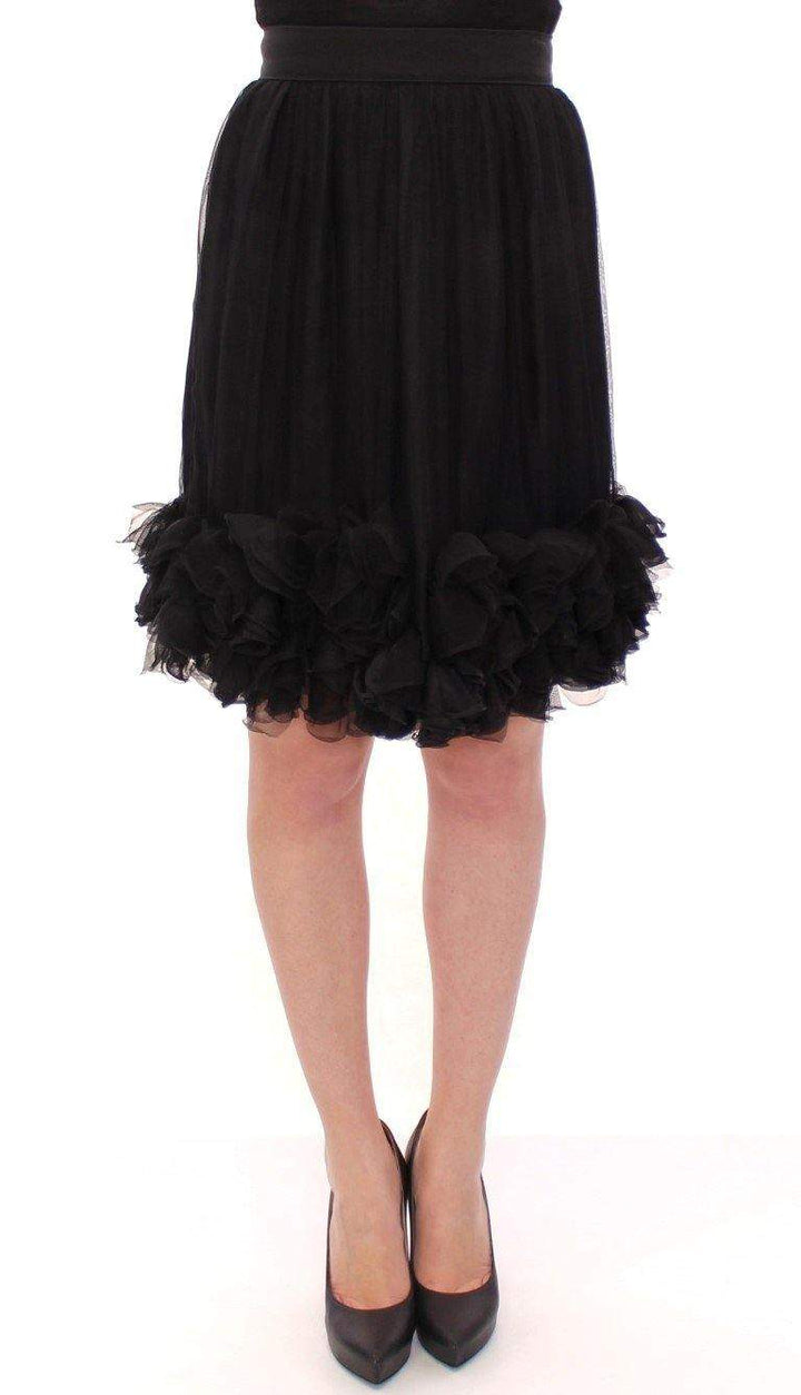 Dolce & Gabbana  Black Silk Transparent Above Knees Skirt #women, Black, Brand_Dolce & Gabbana, Catch, Dolce & Gabbana, feed-agegroup-adult, feed-color-black, feed-gender-female, feed-size-IT40|S, Gender_Women, IT40|S, Kogan, Skirts - Women - Clothing at SEYMAYKA