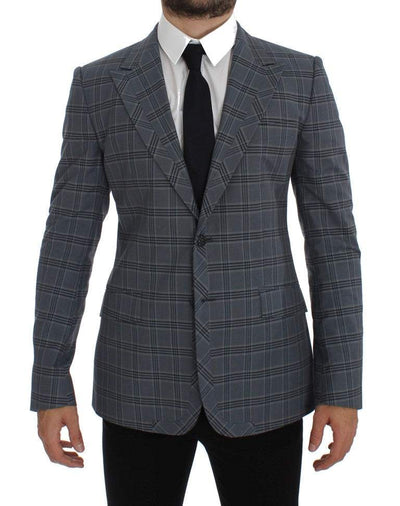 Dolce & Gabbana Blue Checkered Slim Fit Blazer Jacket #men, Blazers - Men - Clothing, Blue, Dolce & Gabbana, feed-agegroup-adult, feed-color-Blue, feed-gender-male, IT44 | XS at SEYMAYKA