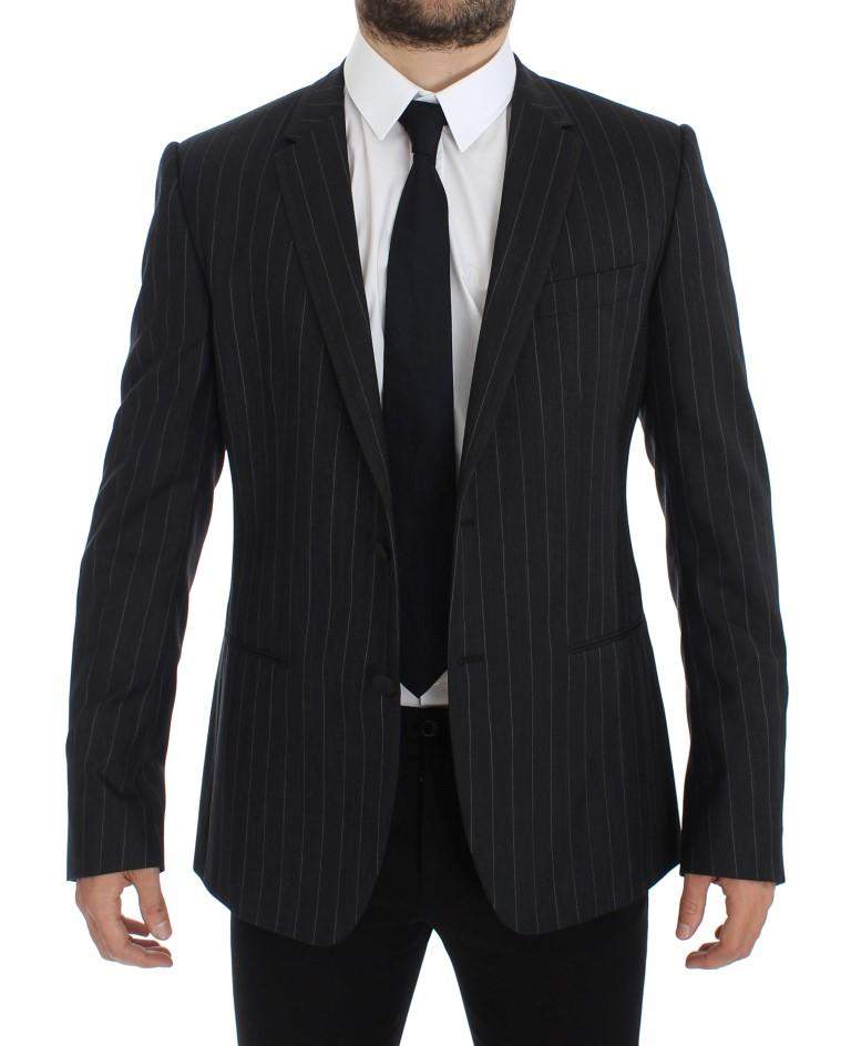 Dolce & Gabbana  Gray Striped Slim Fit Wool Blazer #men, Blazers - Men - Clothing, Brand_Dolce & Gabbana, Catch, Dolce & Gabbana, feed-agegroup-adult, feed-color-gray, feed-gender-male, feed-size-IT50 | L, Gender_Men, Gray, IT50 | L, Kogan at SEYMAYKA
