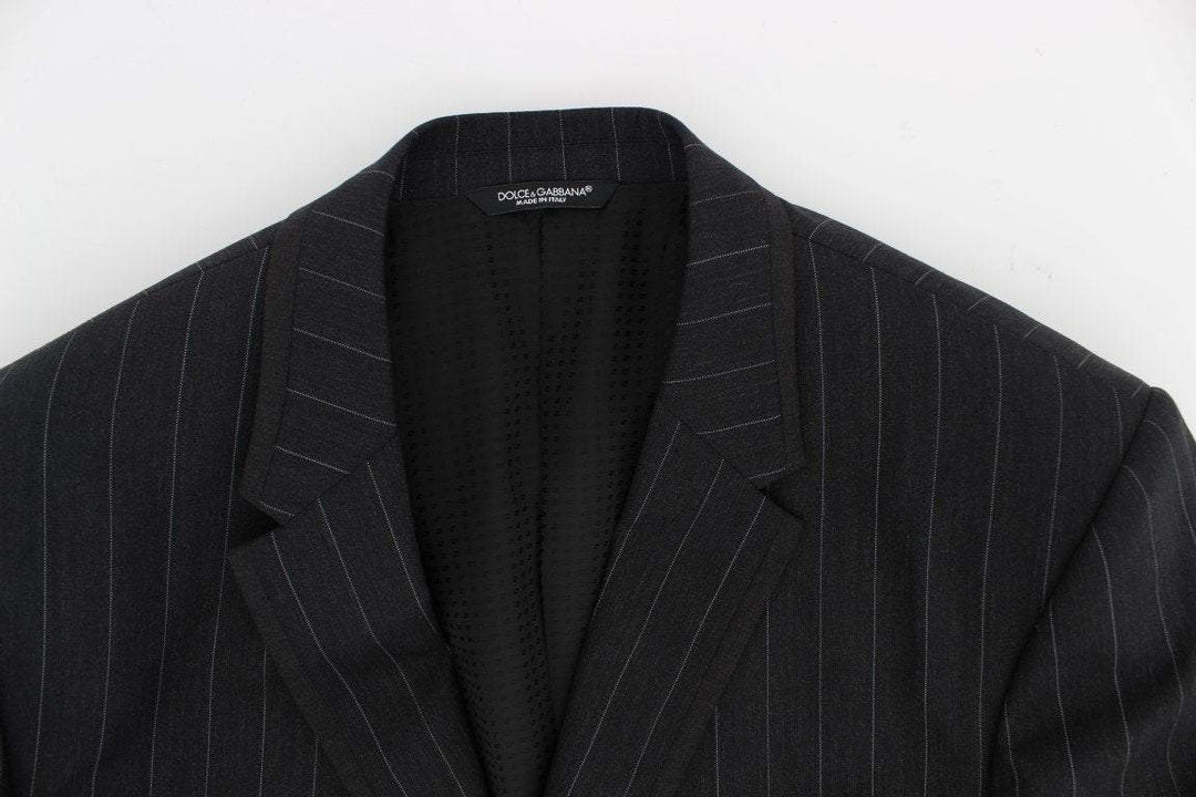 Dolce & Gabbana  Gray Striped Slim Fit Wool Blazer #men, Blazers - Men - Clothing, Brand_Dolce & Gabbana, Catch, Dolce & Gabbana, feed-agegroup-adult, feed-color-gray, feed-gender-male, feed-size-IT50 | L, Gender_Men, Gray, IT50 | L, Kogan at SEYMAYKA